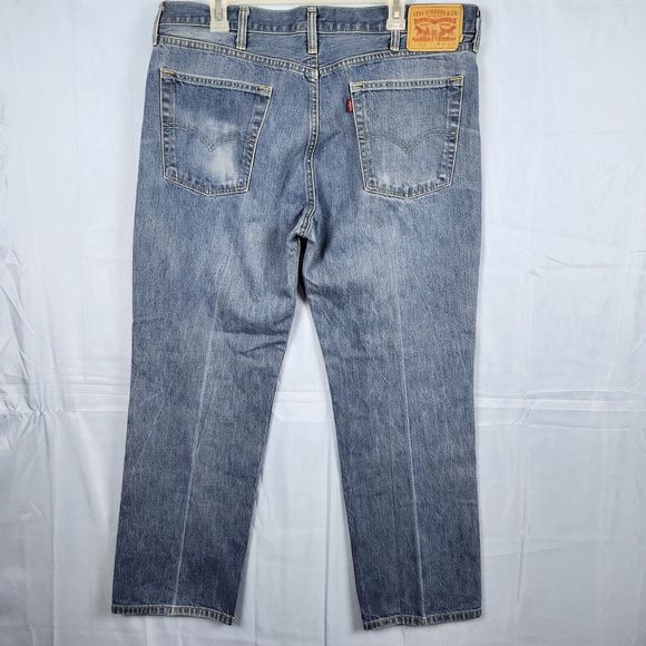 Levis 514 Jeans Blue Denim Straight Med Wash Casual Work Distressed Mens 38x30 - Picture 5 of 16